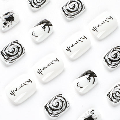 press on nails film black and white sweet and cool press on nails autumn and winter cartoon animation  nails patch press on nails film wholesale｜365nails