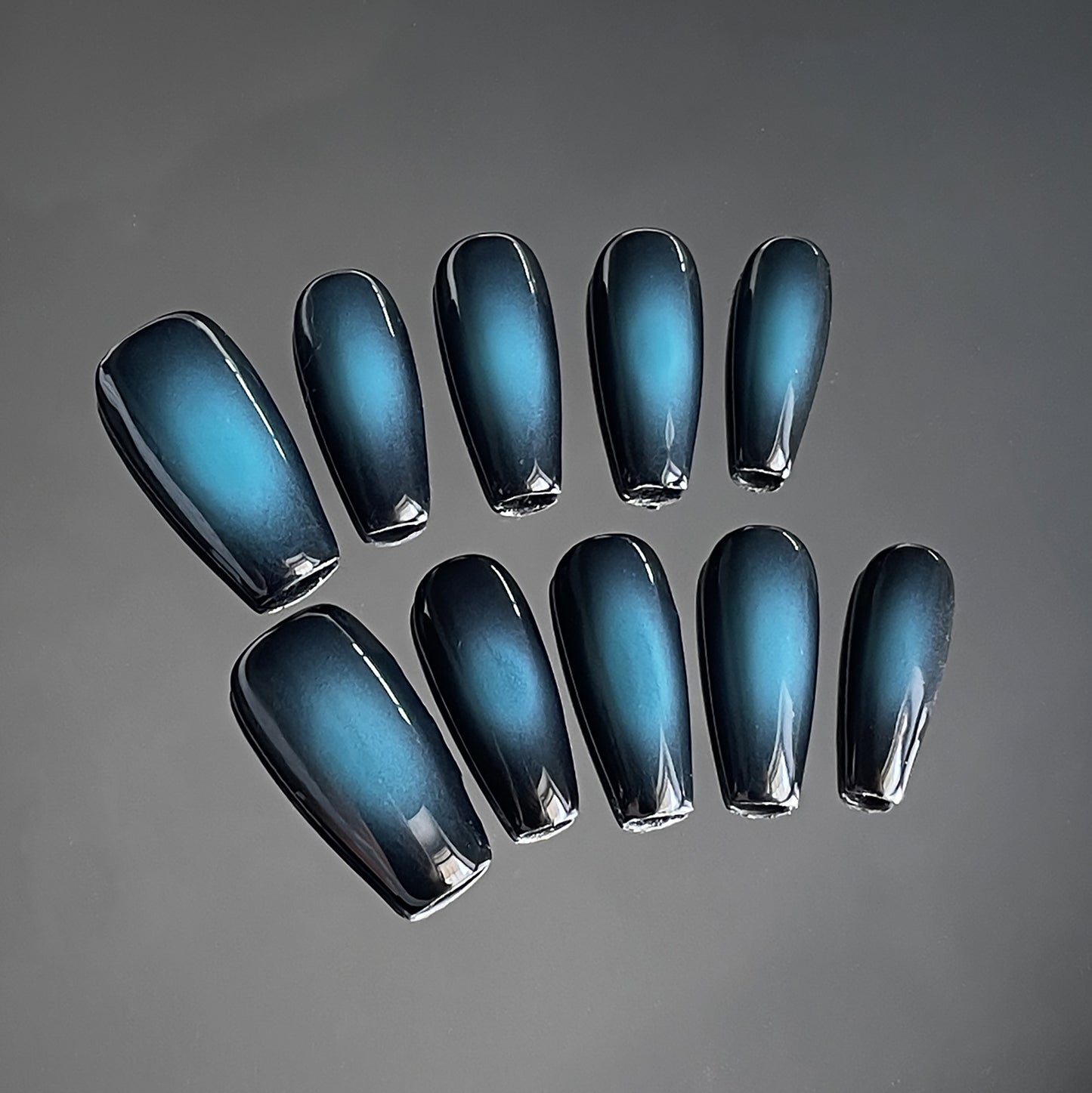 365nails Avant-Garde: "Aurora Shift" – Long Coffin Multichrome Cat Eye Press On Nails 24pcs