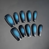365nails Avant-Garde: "Aurora Shift" – Long Coffin Multichrome Cat Eye Press On Nails 24pcs