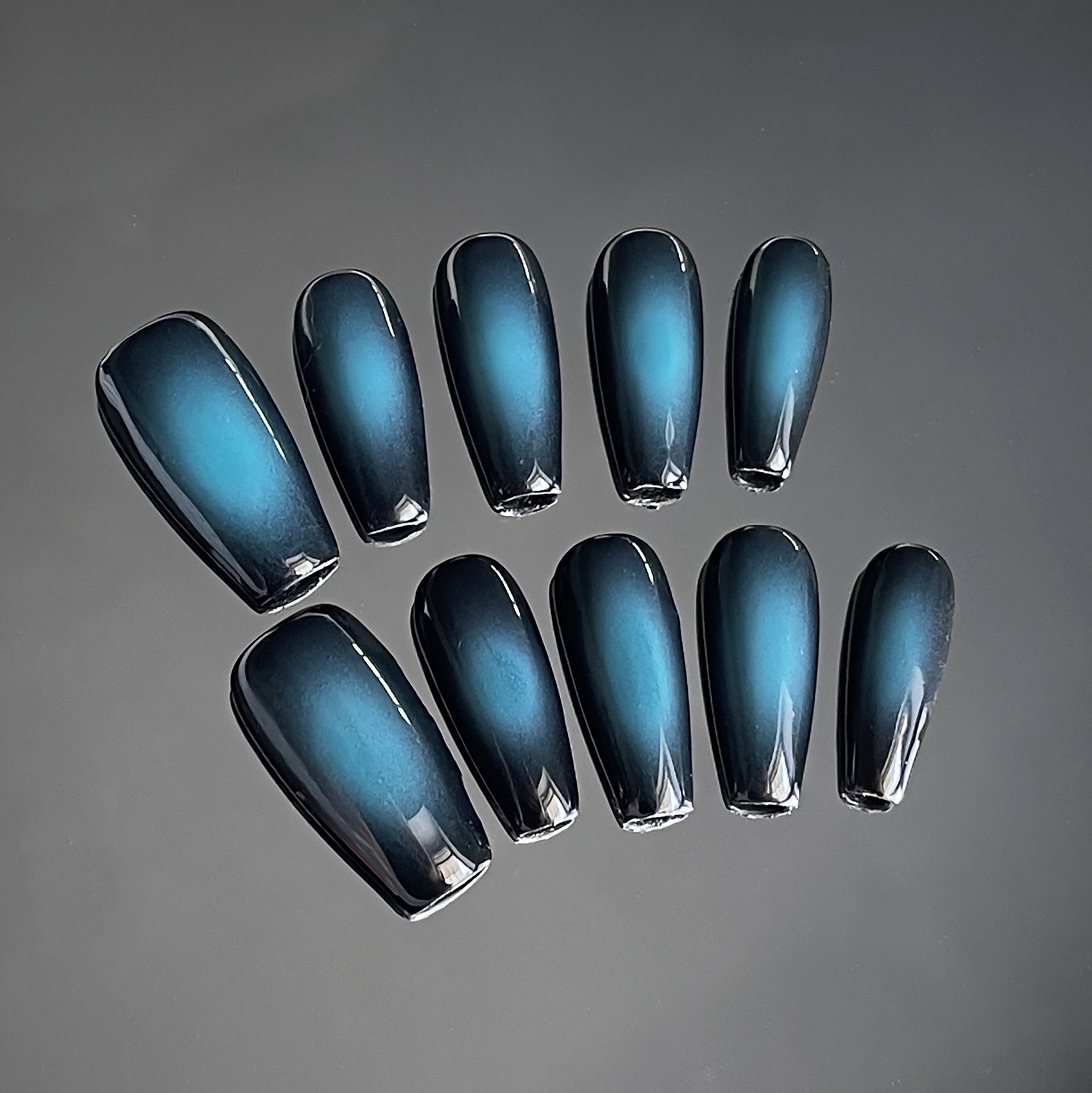 365nails Avant-Garde: "Aurora Shift" – Long Coffin Multichrome Cat Eye Press On Nails 24pcs