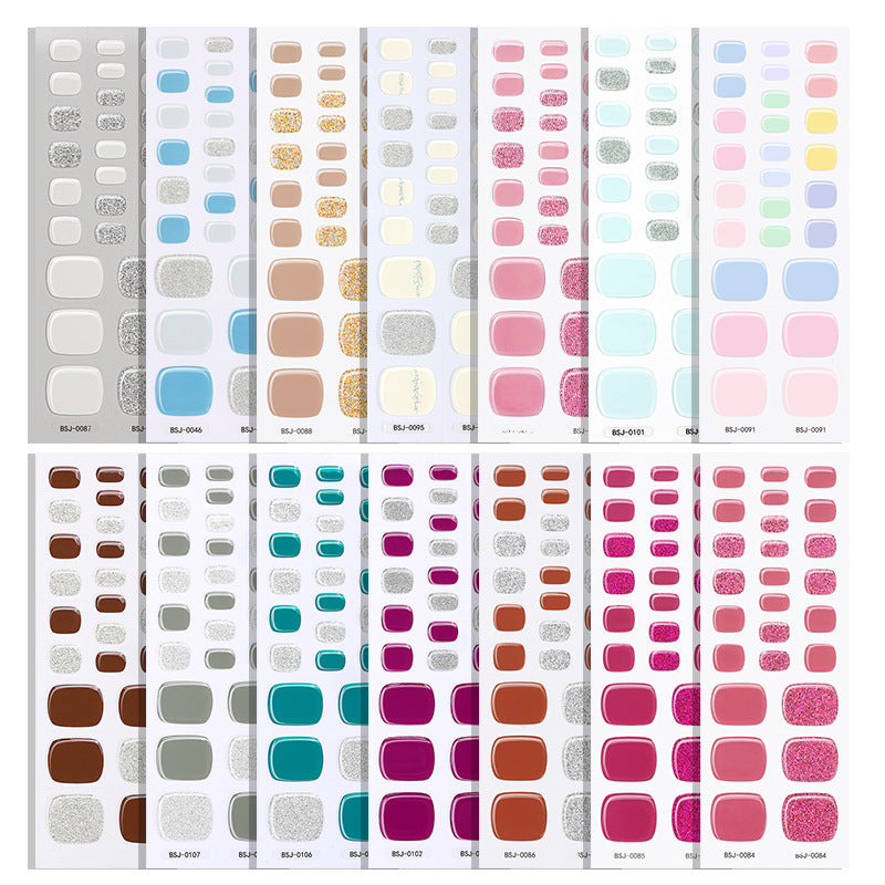 Semi-Cured Gel Nail Strips Minimal Solid Color Glitter Mismatch Design (MOQ=3)