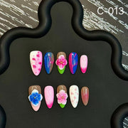 365nails: "Floral Fusion" – 3D Hand-Painted Almond Nails