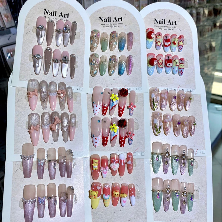365nails-Sweet Duck Nail: "Blush & Leopard" – Long Almond Handmade Nails