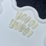 Pure handmade press-on nails relief camellia simple aurora fine flash nail patch wearable nail sticker wholesale｜365nails