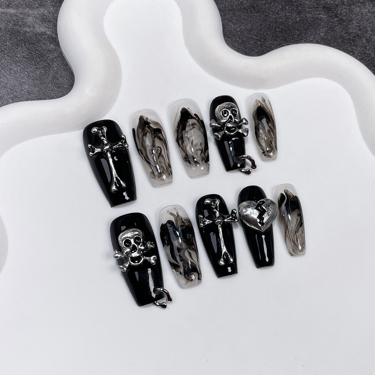 Pure handmade Spice Girl Nail Art Dark Niche Punk Style Handmade Press-on Nails  Personality press-on nails Sticker｜365nails
