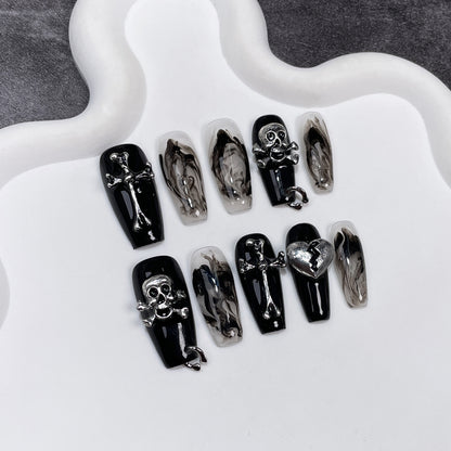 Pure handmade Spice Girl Nail Art Dark Niche Punk Style Handmade Press-on Nails  Personality press-on nails Sticker｜365nails