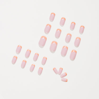 Nude Orange French Pearl press on nails Finished Nail Art Patch False Nail Nail Patch Waterproof Removable｜365nails