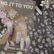 Holographic Mini Flower: "Dainty Pastel Floral" – 5D Embossed Nail Sticker