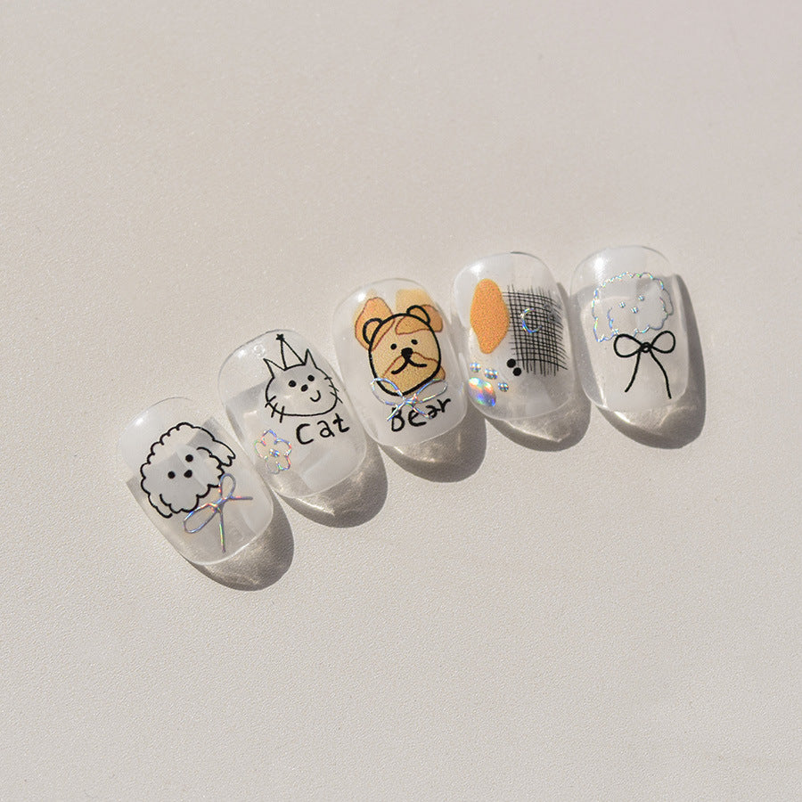 Sketch Pet Collection: "Cute Hologram Paws" – 3D Holographic Nail Sticker