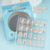 Children press on nails, cartoon 24-piece boxed finished product, sweet and cute children's removable fake nail patch manicure