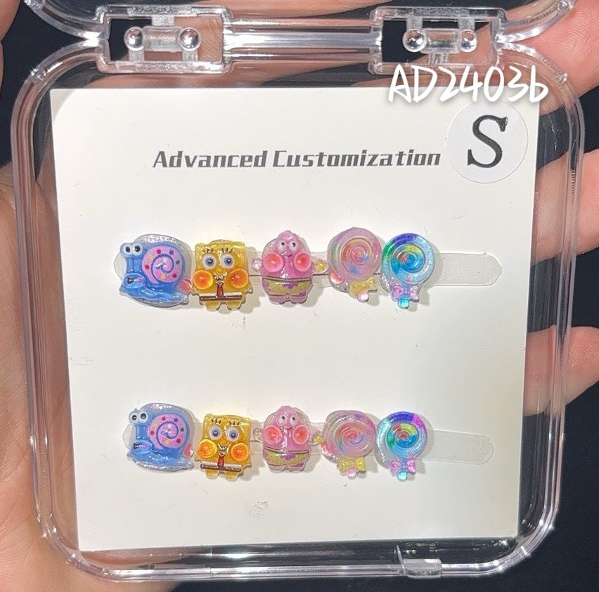 可愛迷你卡通兒童穿戴甲綜合盒
