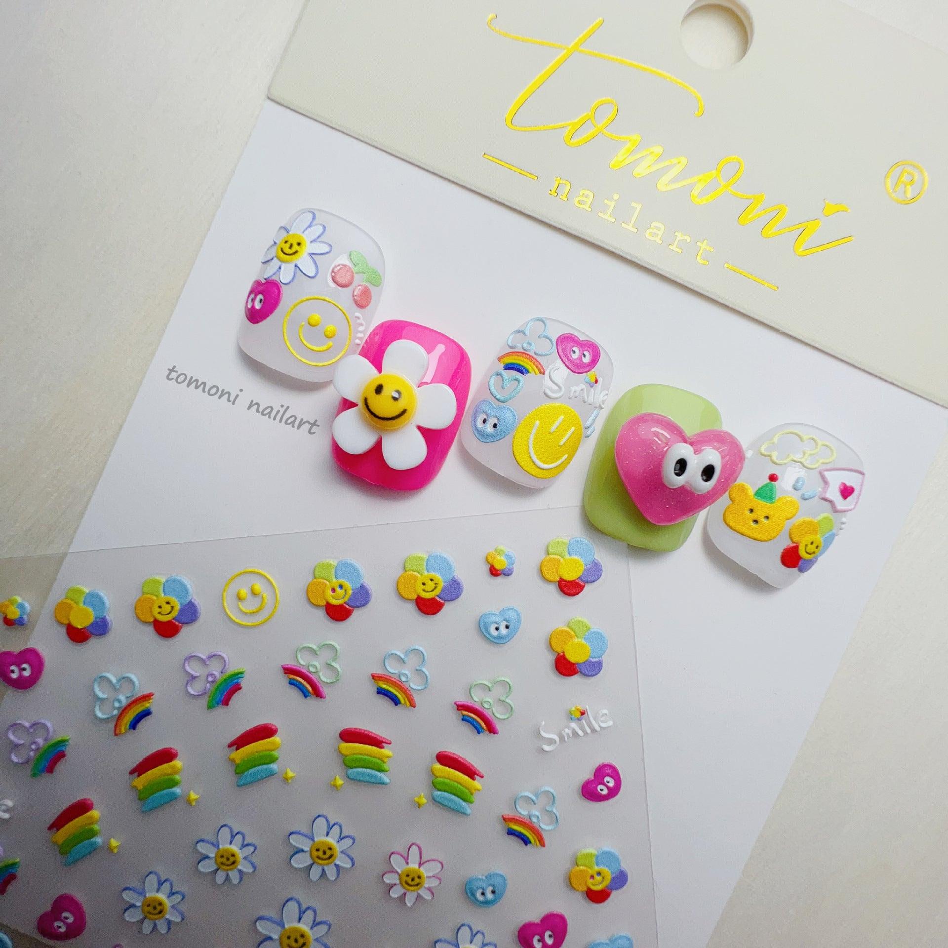 365nails: "Smile Rainbow Daisy Embossed Set" – Nail Art Stickers