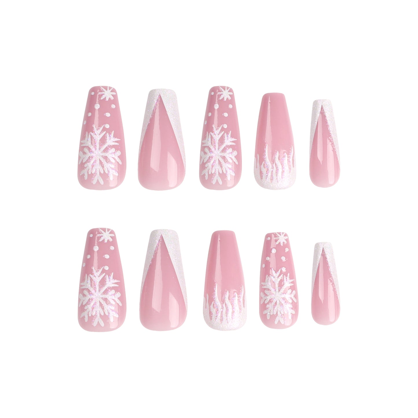Wear nail Christmas snowflake nail art fake nail piece finished product removable nail patch fake nail wholesale｜365nails