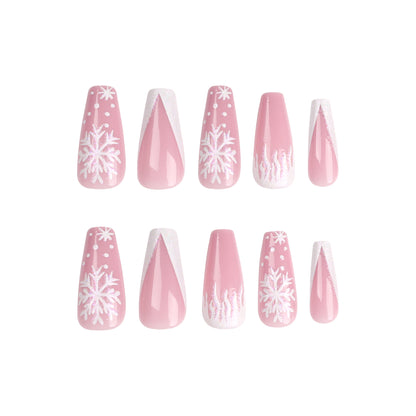 Wear nail Christmas snowflake nail art fake nail piece finished product removable nail patch fake nail wholesale｜365nails