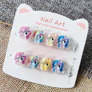 365nails: "magical my little pony" – short round handmade kids press-on nails