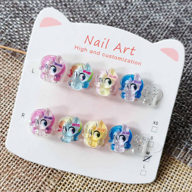 365nails: "magical my little pony" – short round handmade kids press-on nails