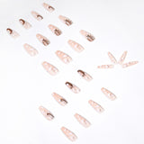 Unhas postiças longas com acabamento em sol e nuvem de balé, remendo para unhas, remendo removível para unhas ｜ 365nails