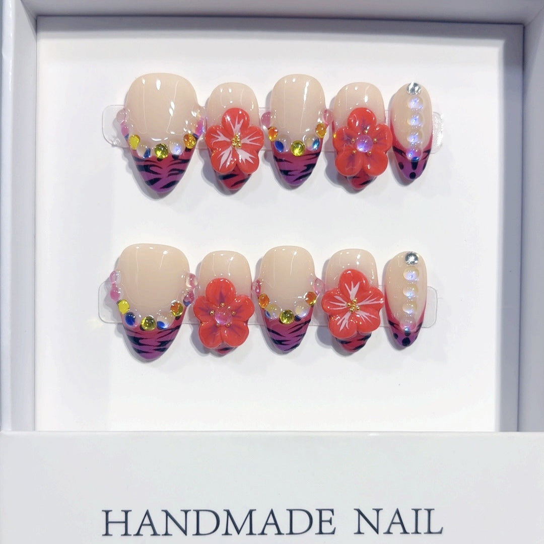 Tropic Fever: "Jungle Bloom" – Short Almond Press-On Nails