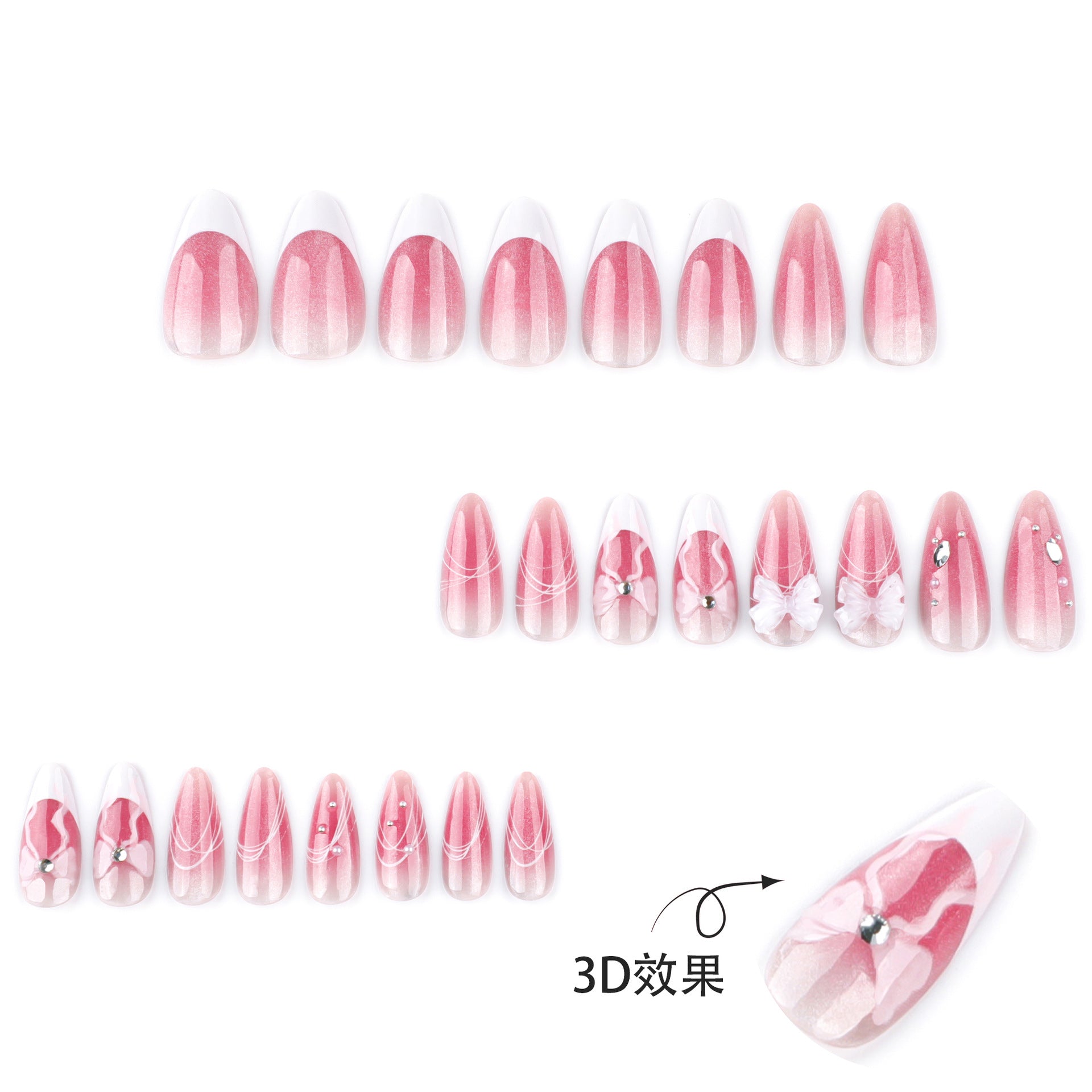 cat eye gradual change blush  French bow almond type wear  ｜365nails