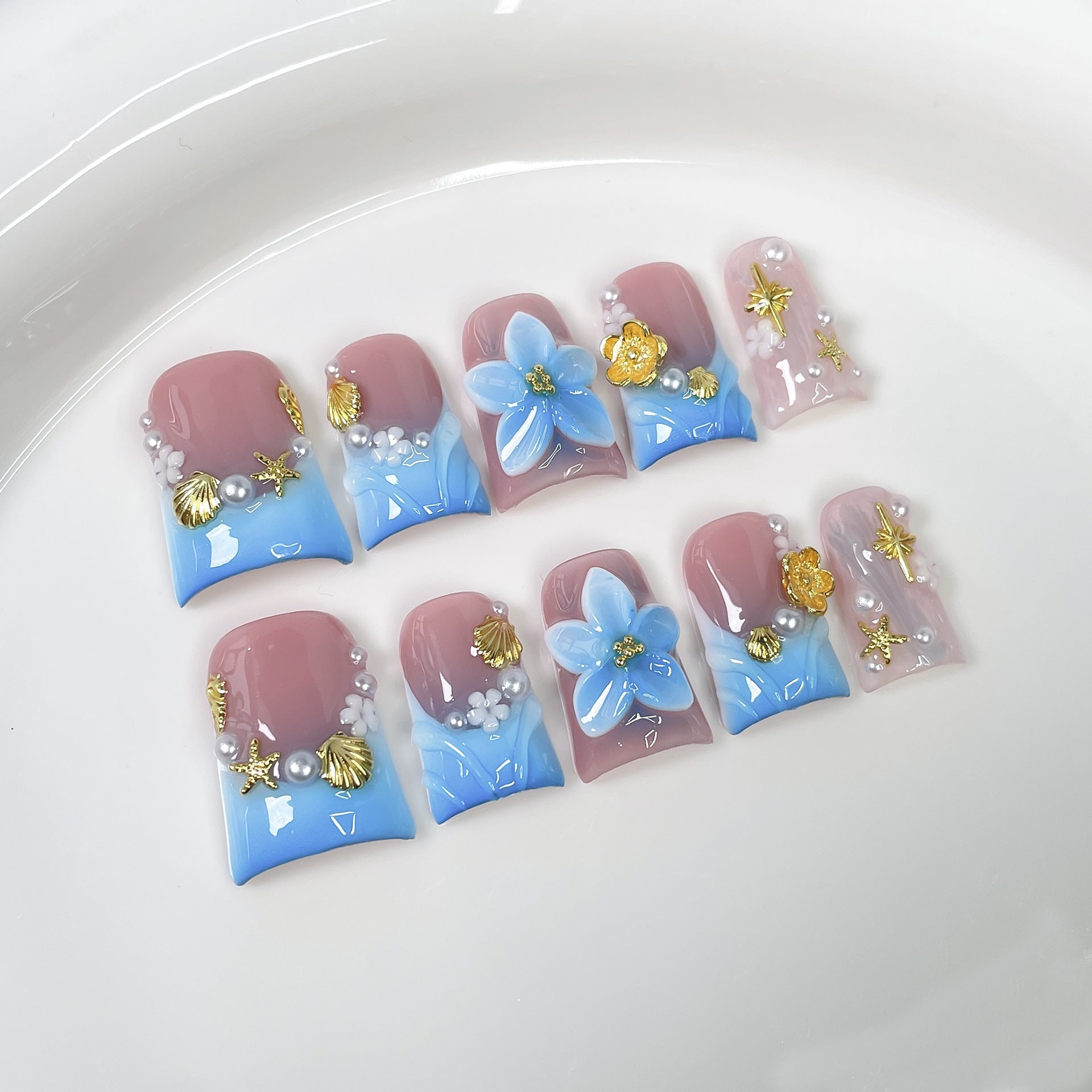 Ocean Bloom Series Press-On Nails