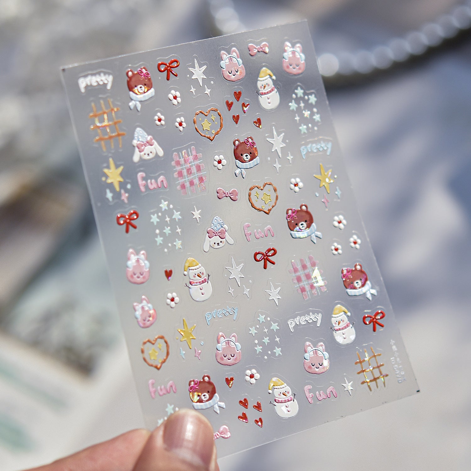 Christmas Sweet Party – Festive Bear Nail Art Stickers