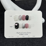 Love bright diamond hand-painted square white advanced sense nail patch pure handmade press-on nails  nail art｜365nails