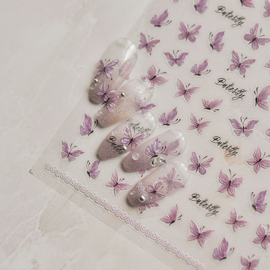 365nails: 섬세한 핑크 나비 네일 아트 스티커
