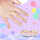 Kids press-on nails Nail sheet French golden light 24 pieces environmental protection test