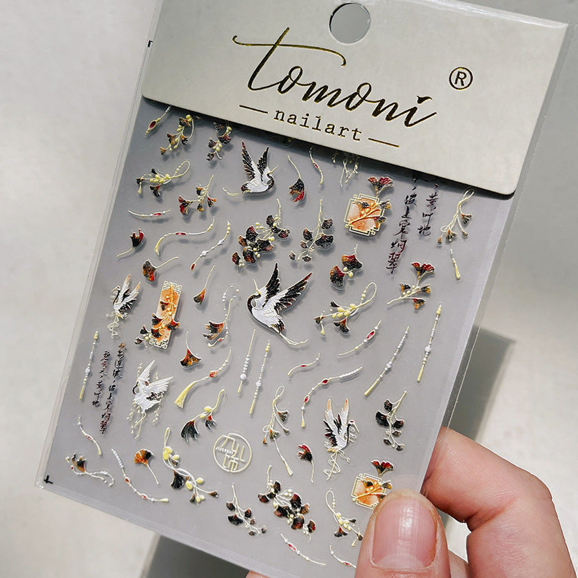 Crane & Ancient Relics – 3D Embossed Chinese Style Nail Art Set