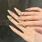 Uñas postizas de ojo de gato rosa penetrante de hielo de primavera y verano de Smart Secret Realm Pure Hand s | 365nails