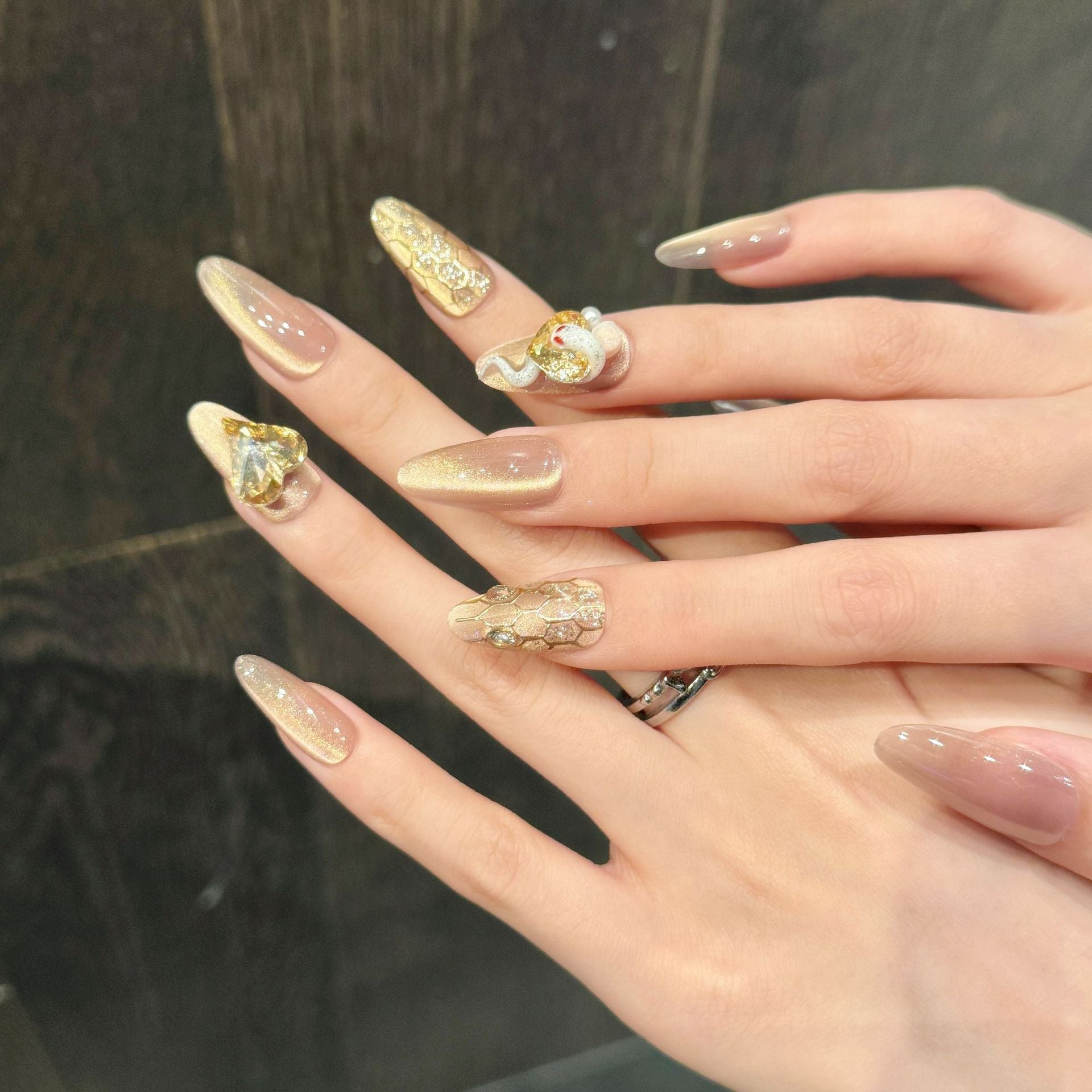 Uñas postizas de ojo de gato rosa penetrante de hielo de primavera y verano de Smart Secret Realm Pure Hand s | 365nails