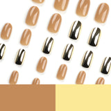 Electroplated gold press on nails solid color khaki nail piece press on nail removable nail piece wholesale｜365nails