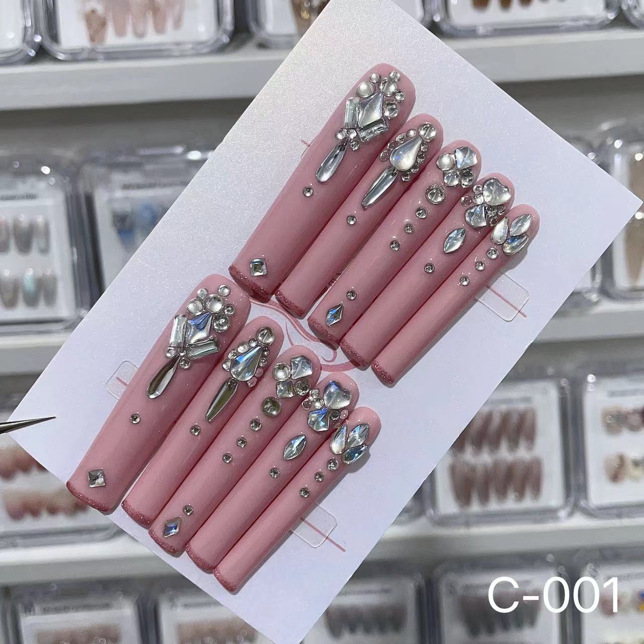 Extra Long 5.5cm Water Pipe Press-On Nails | Handmade Collection | Round Shape