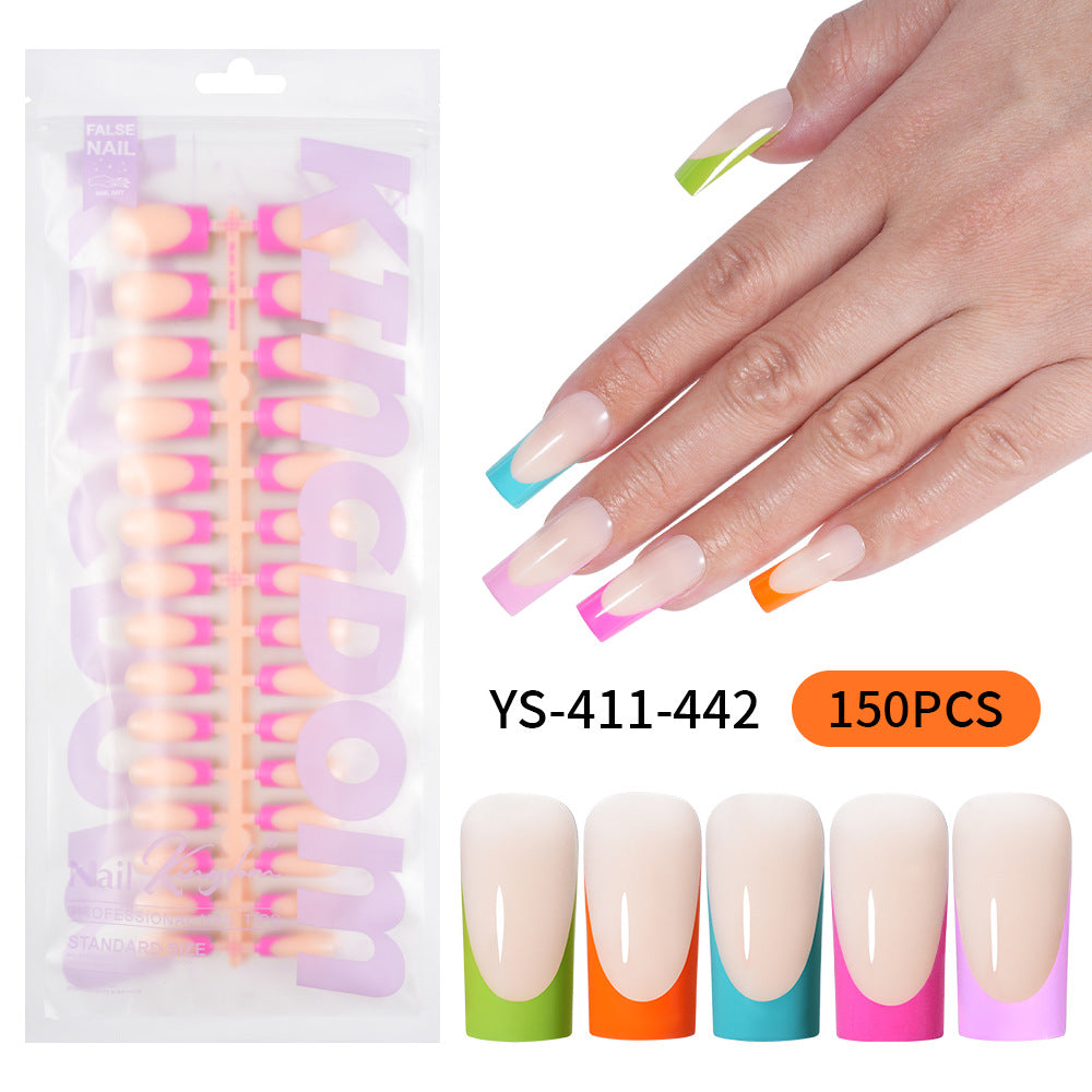 Nail Tips French press on nails  explosion five-color rectangular versatile removable patch manicure 150 pieces fake nail piece