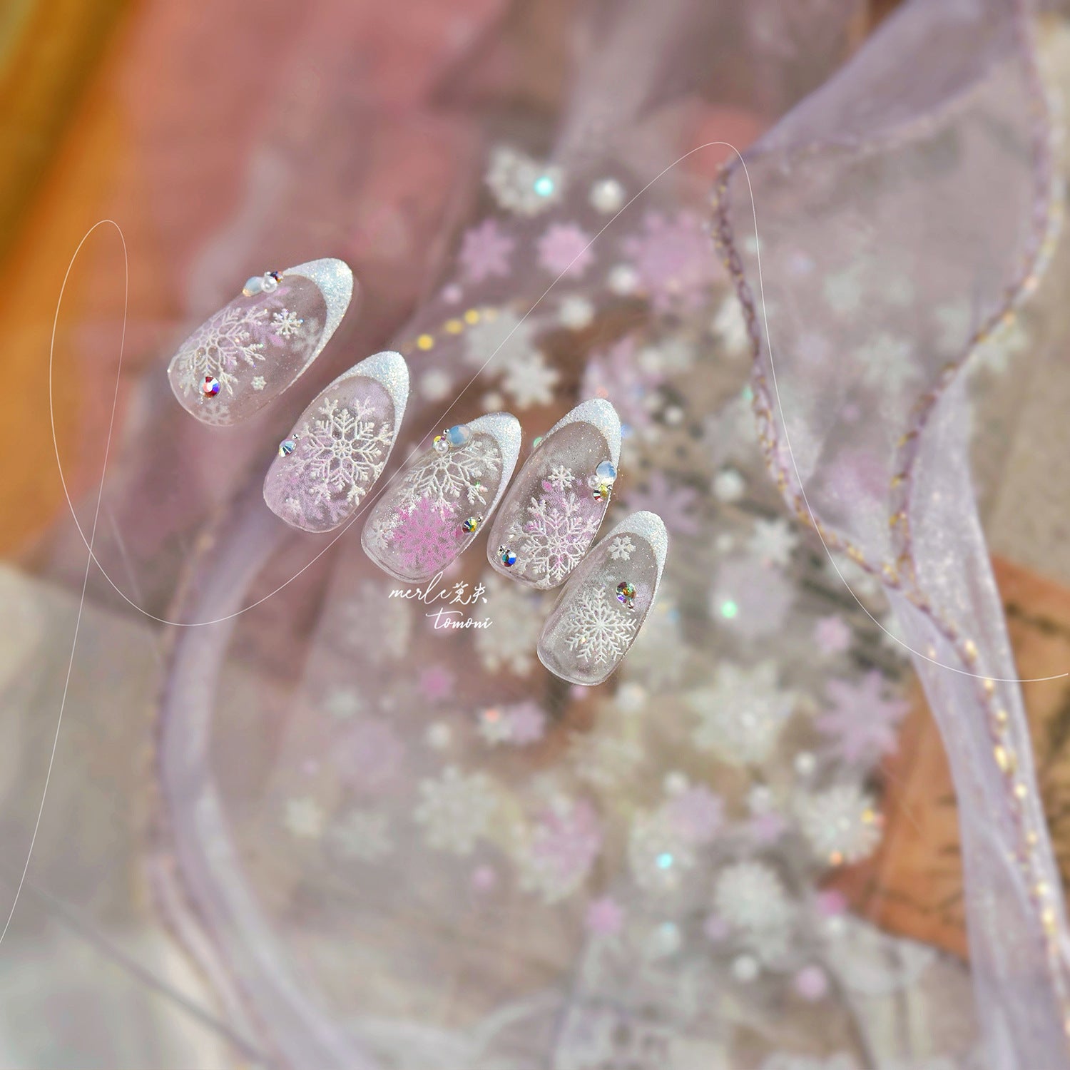 Winter Snowflake Collection: "Frosty Sparkle" – 3D Metallic Silver Nail Sticker