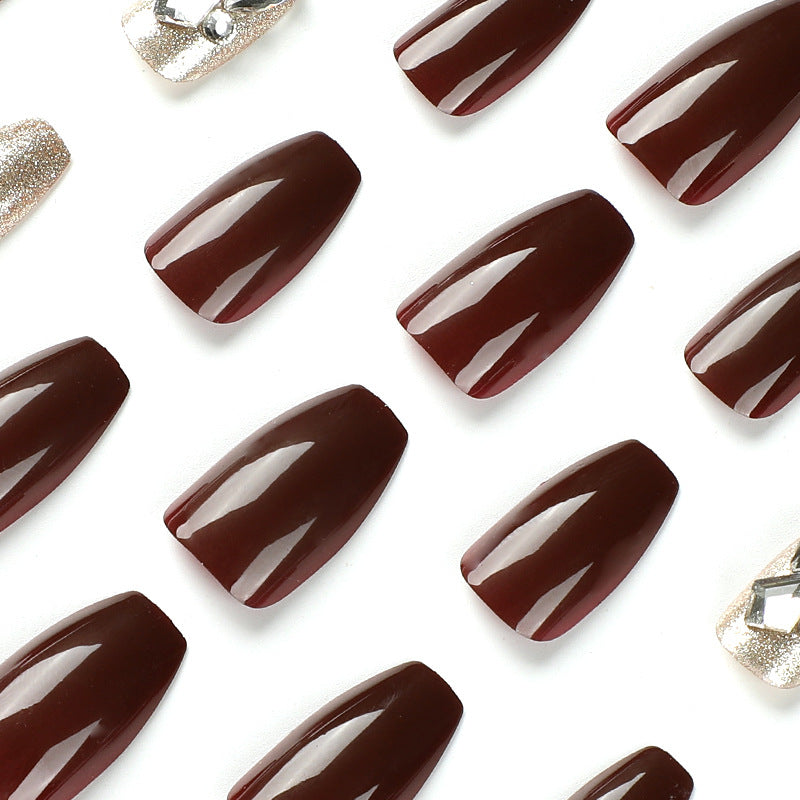 Nail art bordô dourado glitter strass pedaço de unha atacado remendo de unha atacado unha 365nails