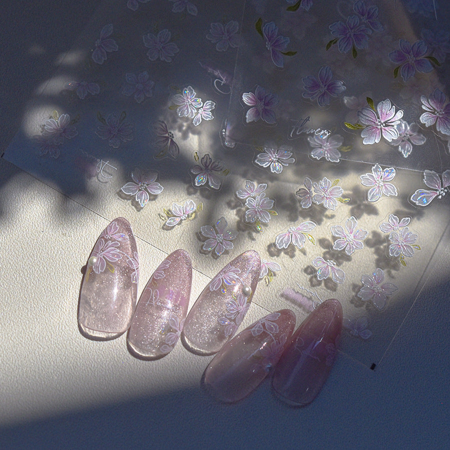 365nails: "fleur de jasmin blanc holographique" – Autocollants pour ongles