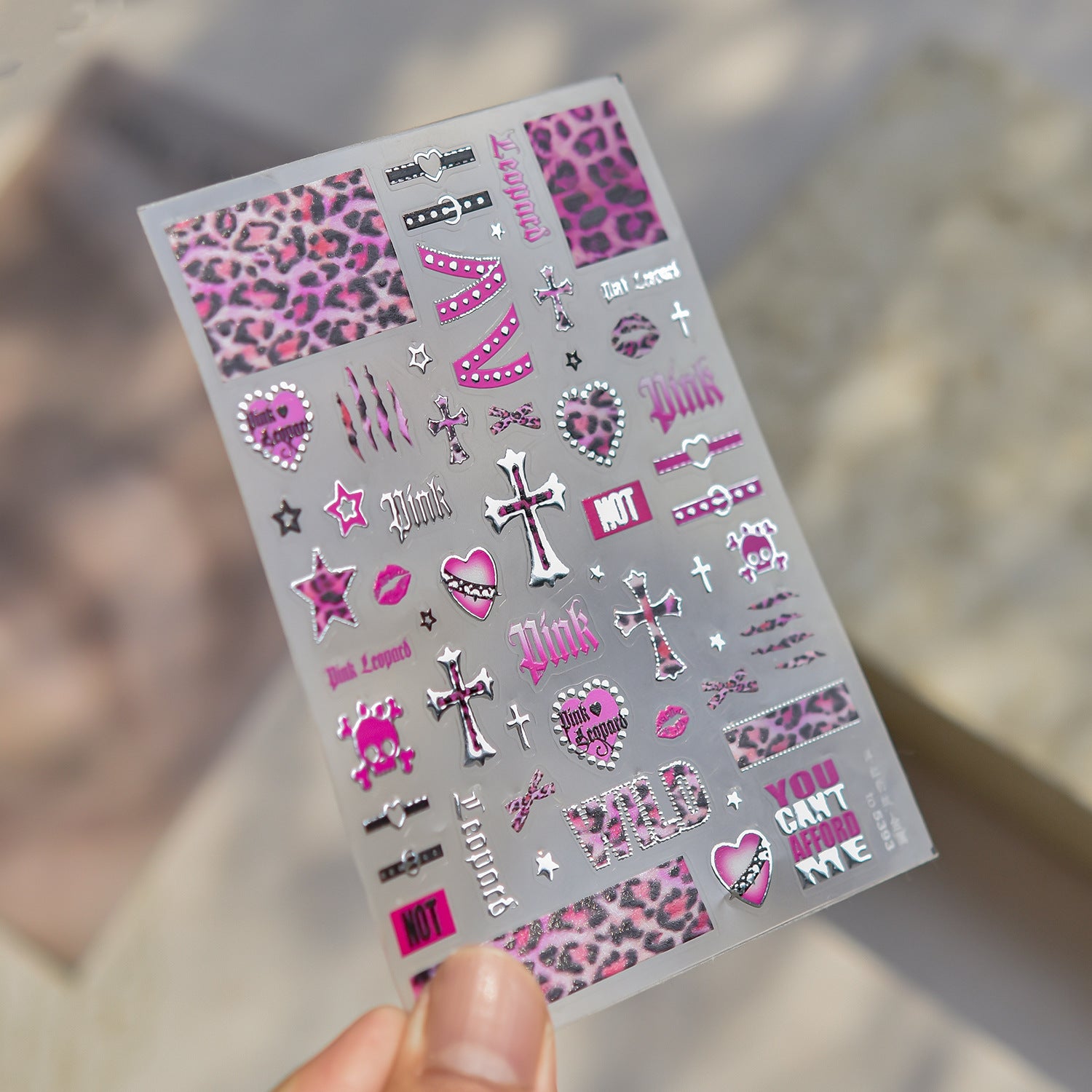 Y2K Leopard Collection: "Edgy Leopard" – 3D Embossed Nail Sticker