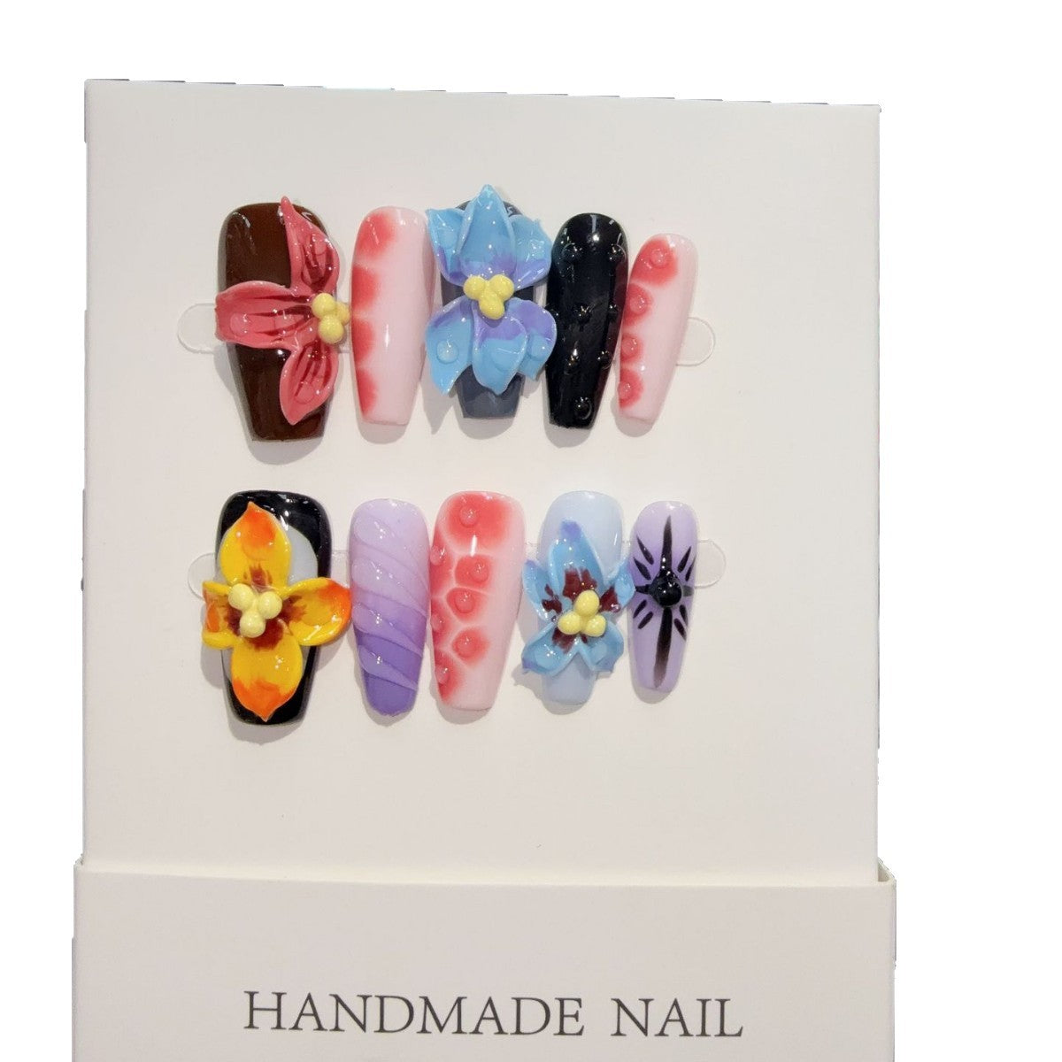 365nails: "Tropical Fusion" – 3D Floral Handmade Coffin Nails