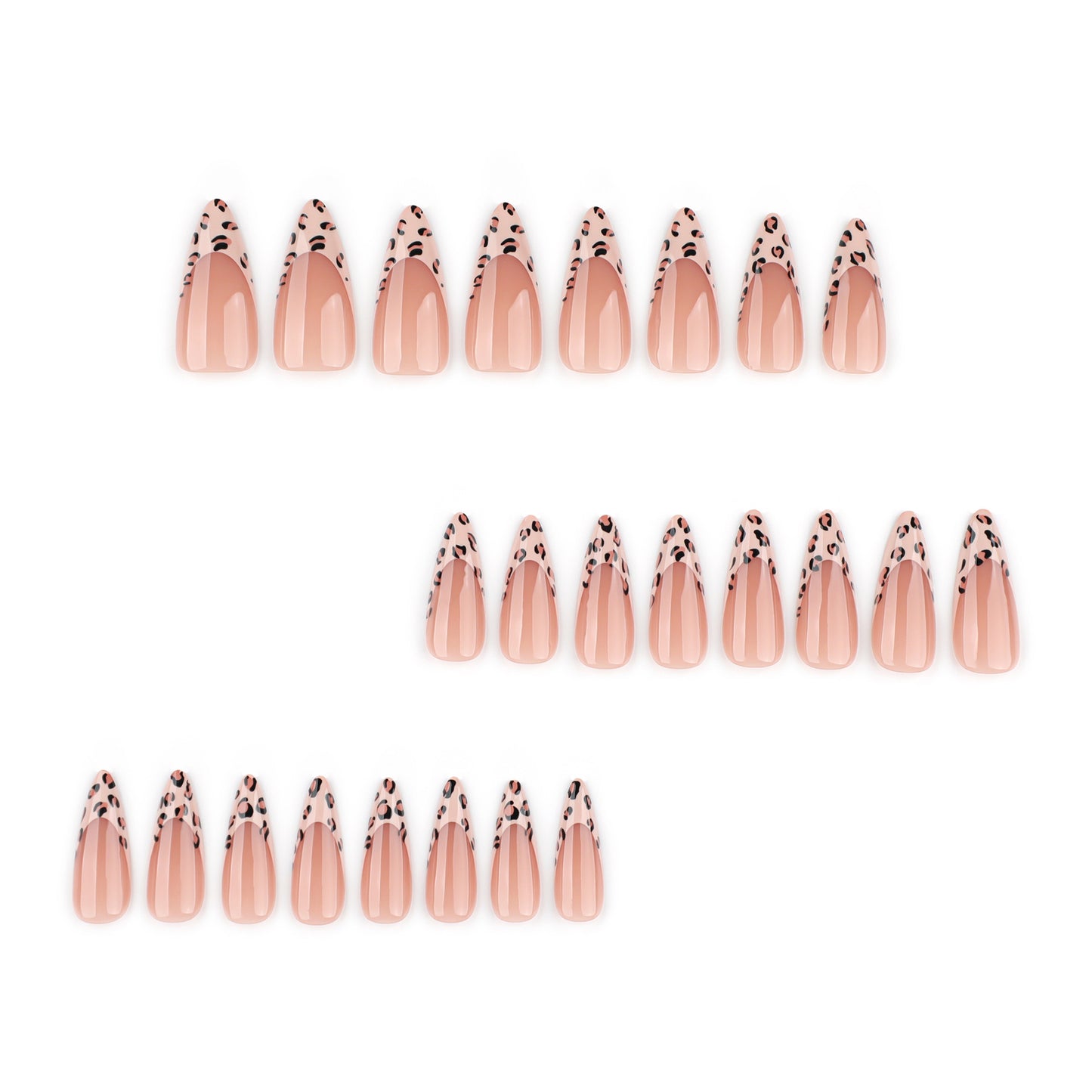 Almond French Leopard press-on nails