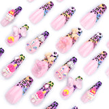 French color leopard print manicure, sweet and cute three-dimensional bow, wearing armor, cute rabbit love nail piece, finished product wholesale｜365nails