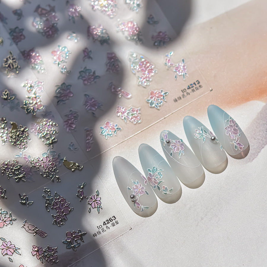 365nails: "Encanto Floral Holográfico" – Adesivos para Unhas