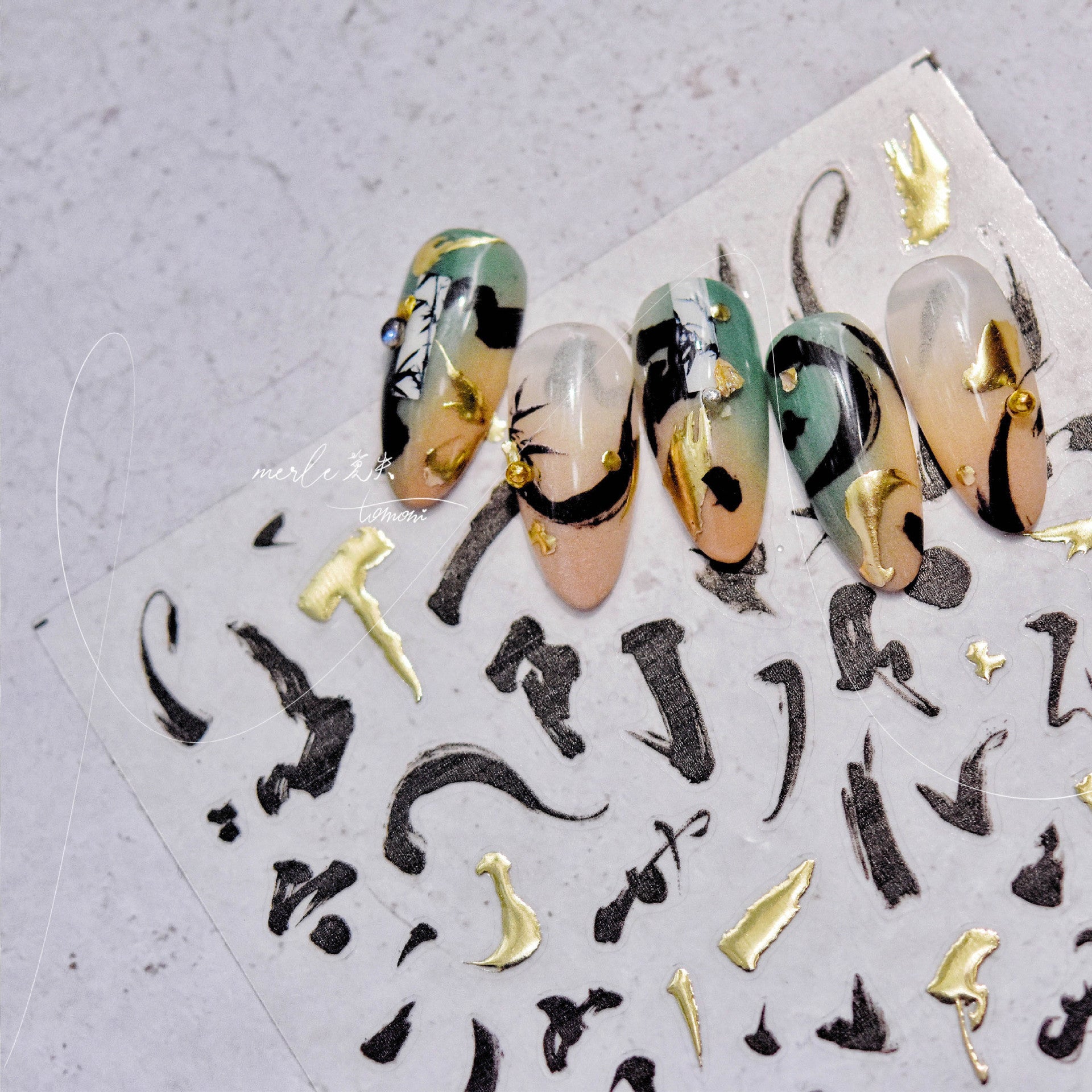 365nails: "Ink Wash Koi Fish Lotus Oriental" – nail art stickers