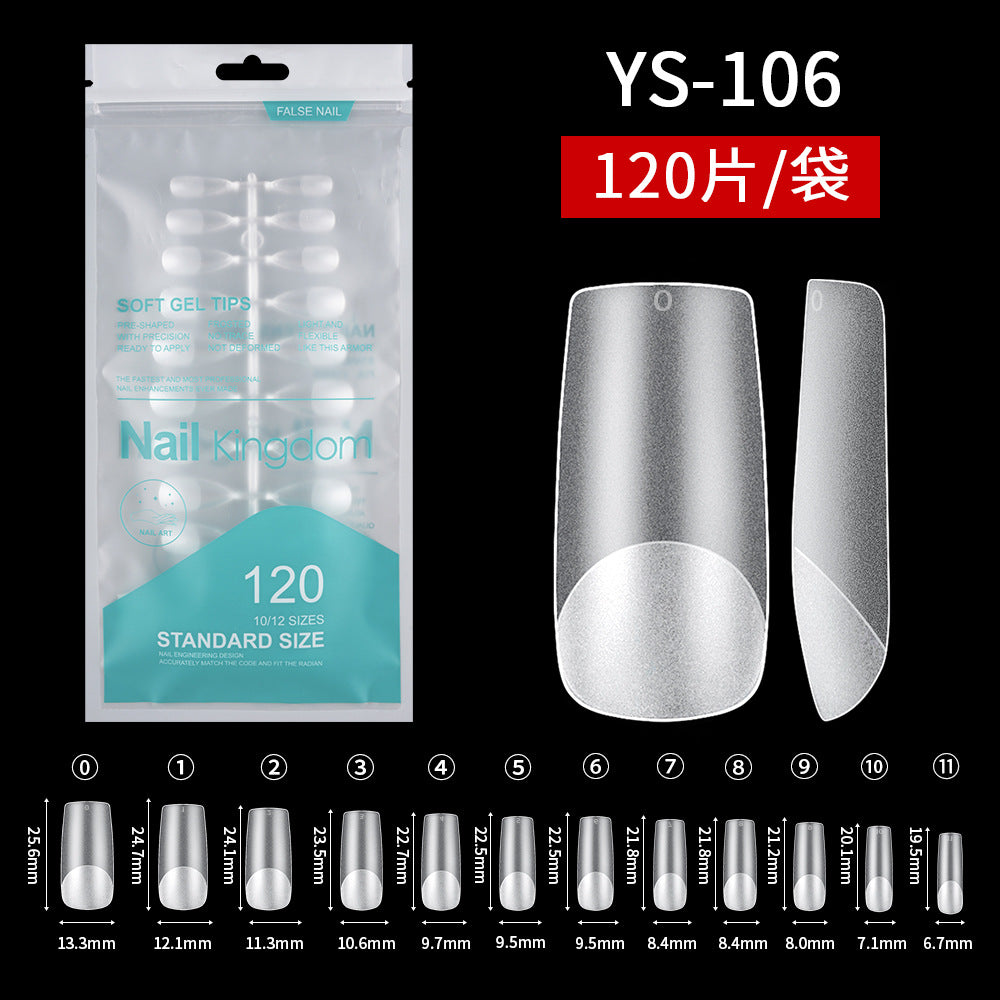 Nail Tips Free engraving and semi-matte press on nails pads 120 pieces, transparent and seamless fake nails in bags, fully attached to matte nail pads