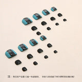 Uñas postizas sencillas de doble capa en azul lago, especiales para pies, con un toque dulce y moderno, exclusivas de Spice Girl. Uñas postizas para pies | 365nails