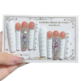 White Crystal Luxe French Press On Nail Set