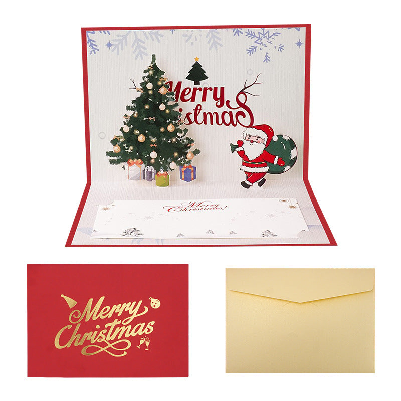 3D three-dimensional Christmas card creative Christmas Eve gift blessing Christmas envelope custom bronzing