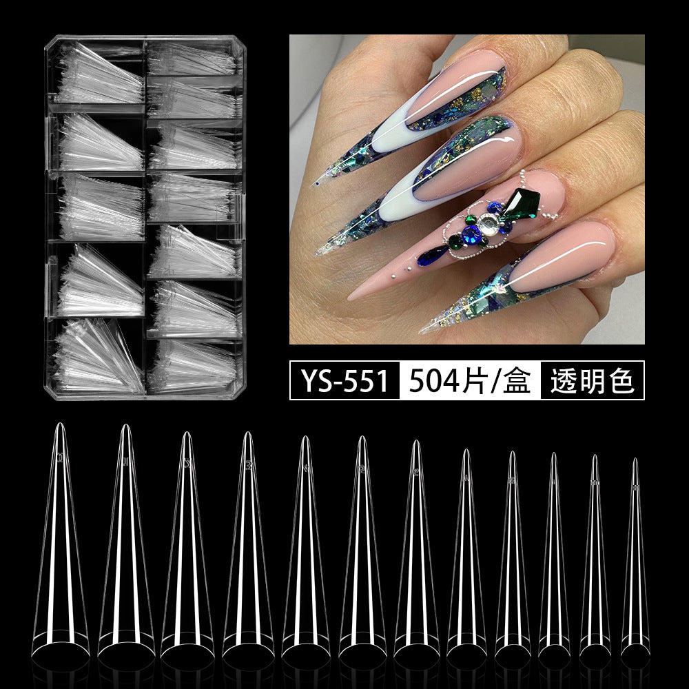 Nail Tips Long salons press on nails pieces, long tip 120 pieces, boxed transparent thin dog lengthened art nail pieces, women