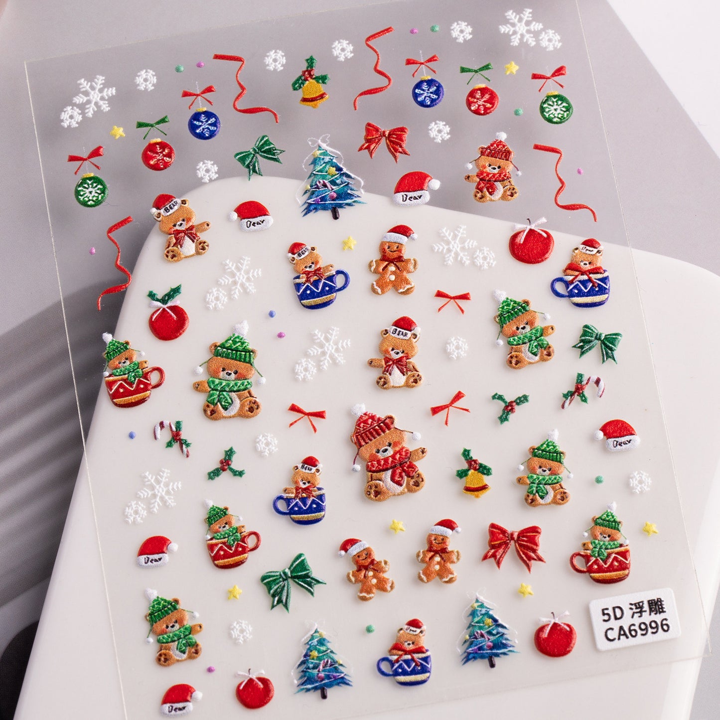 Christmas series nail art sticker 5D relief three-dimensional snowman Christmas tree DIY nail sticker jewelry CA model