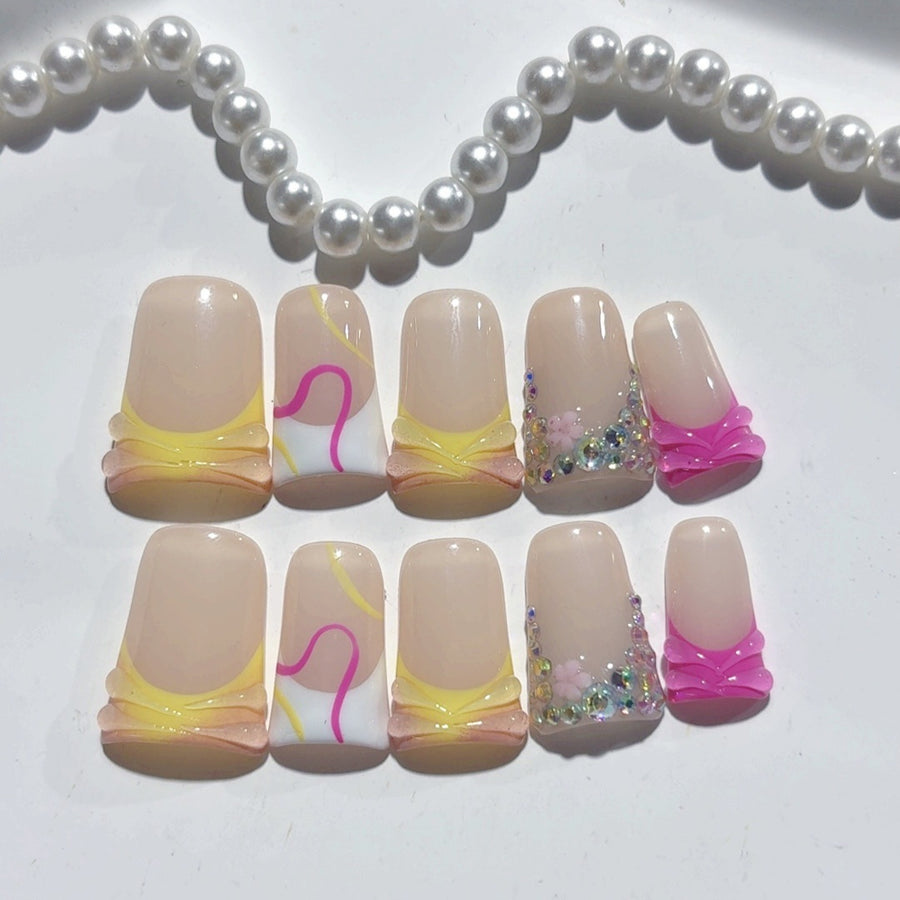 Sweet Dream: "Buttercup Ruffle" – Short Square Press-Ons